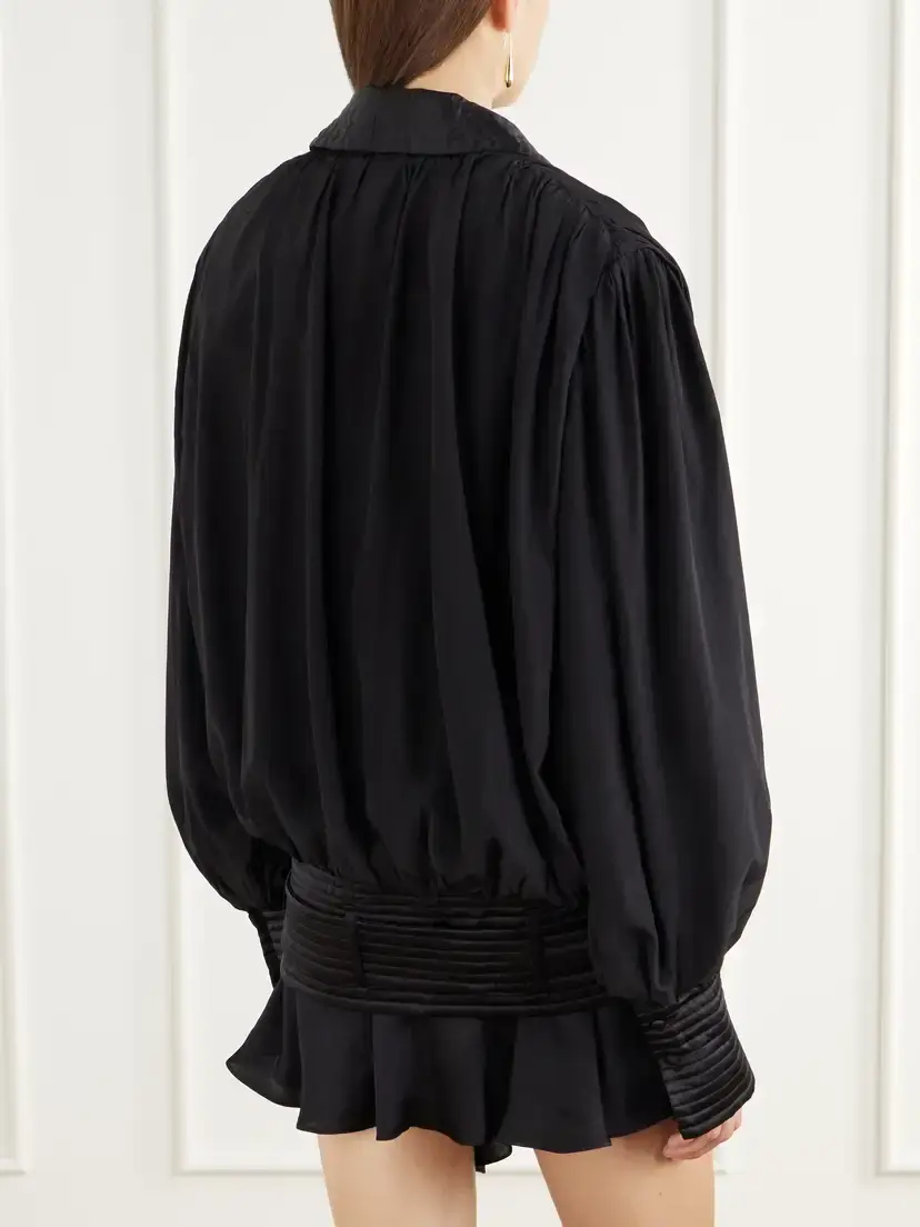 Isabel Marant Diljane Tie-detailed Satin-trimmed Silk-crepe De Chine Jacket | Thumbnail 4