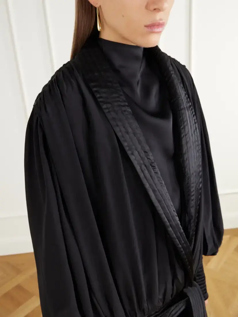 Isabel Marant Diljane Tie-detailed Satin-trimmed Silk-crepe De Chine Jacket | Thumbnail 5