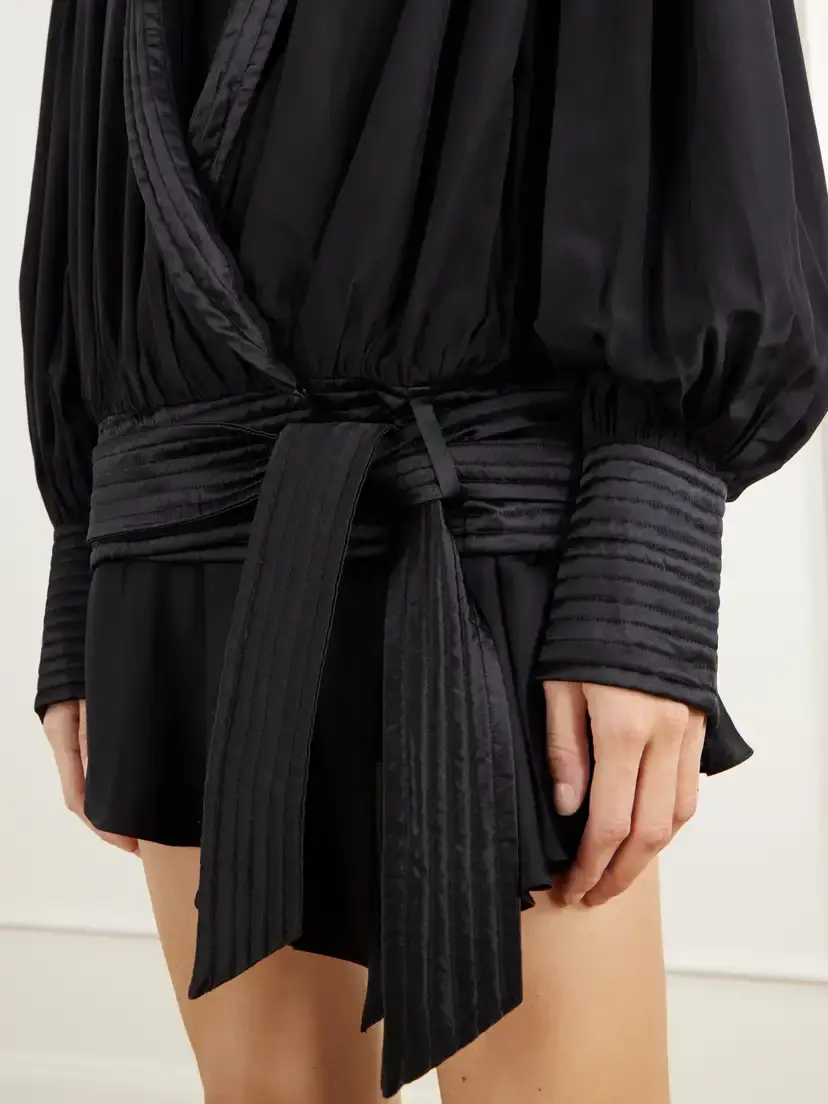Isabel Marant Diljane Tie-detailed Satin-trimmed Silk-crepe De Chine Jacket | Thumbnail 6