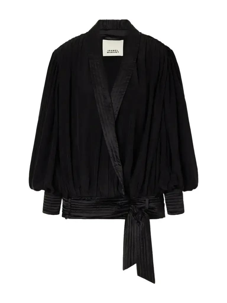 Diljane Tie-detailed Satin-trimmed Silk-crepe De Chine Jacket Diljane Tie-detailed Satin-trimmed Silk-crepe De Chine Jacket