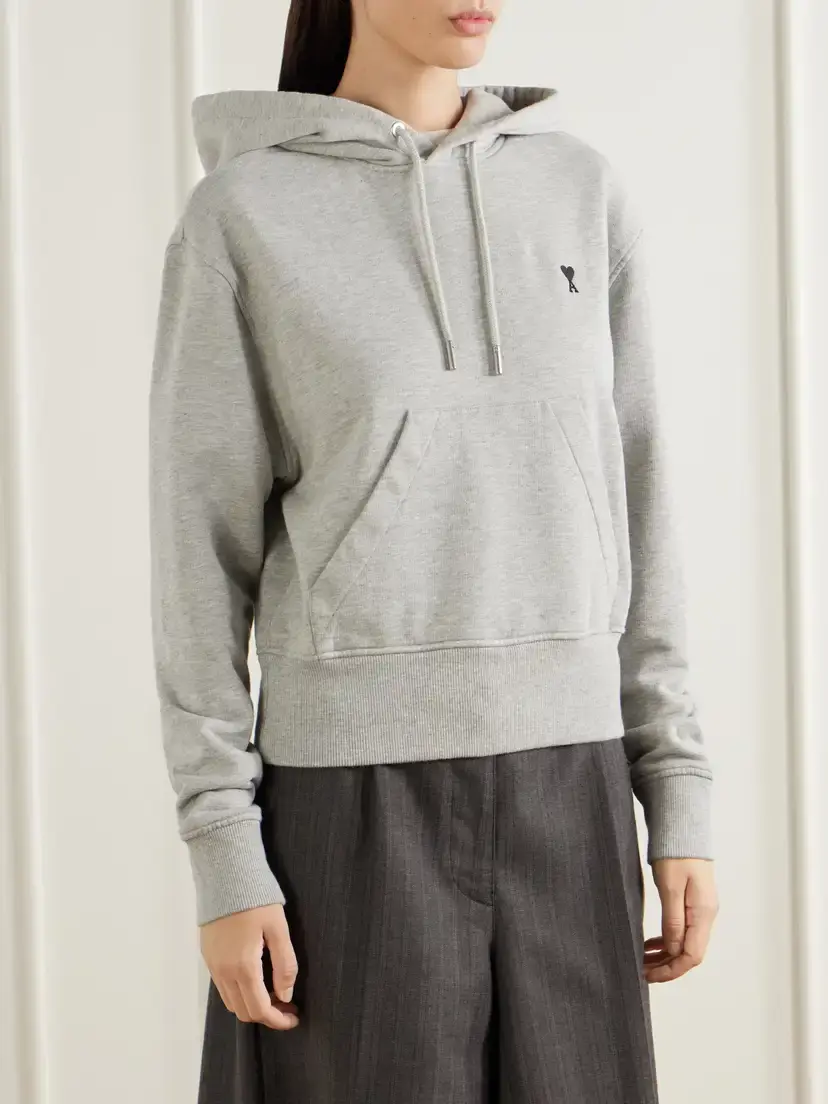 AMI PARIS Embroidered Cotton-jersey Hoodie | Thumbnail 3 AMI PARIS Embroidered Cotton-jersey Hoodie | Thumbnail 3