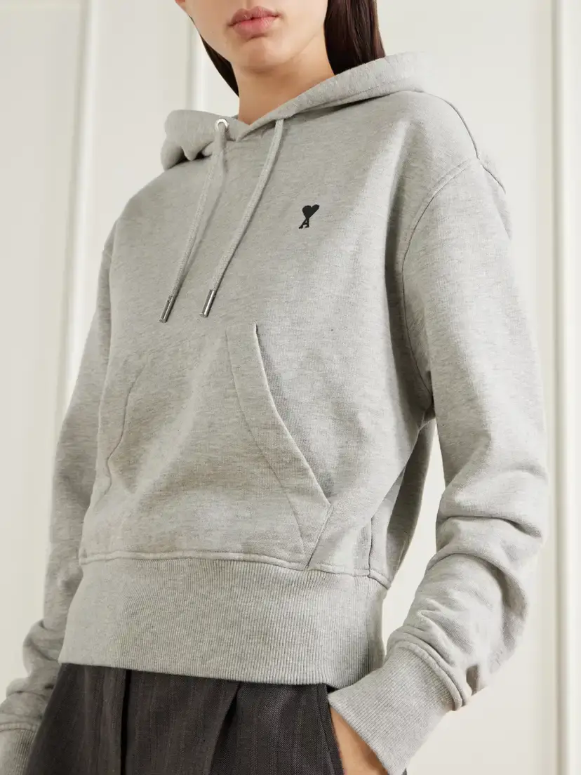 AMI PARIS Embroidered Cotton-jersey Hoodie | Thumbnail 5 AMI PARIS Embroidered Cotton-jersey Hoodie | Thumbnail 5