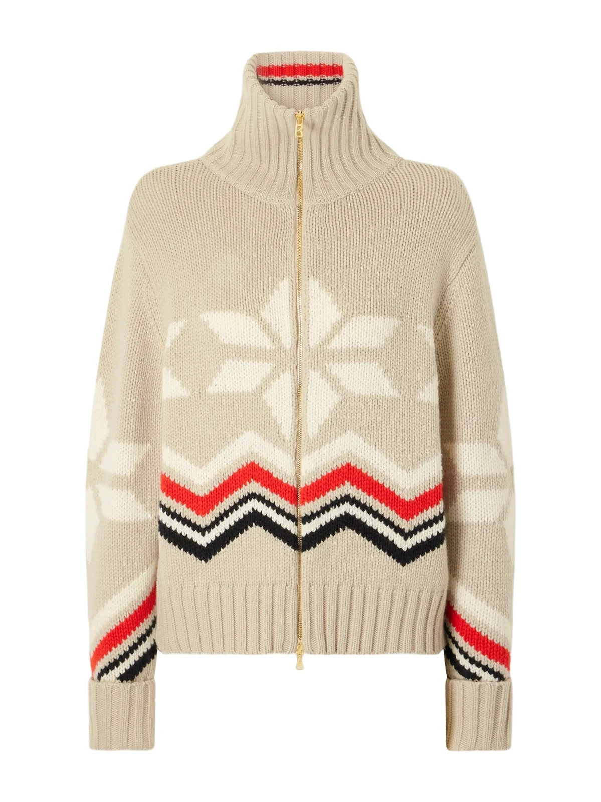 Frances Intarsia-knit Cashmere Zip-up Sweater Frances Intarsia-knit Cashmere Zip-up Sweater