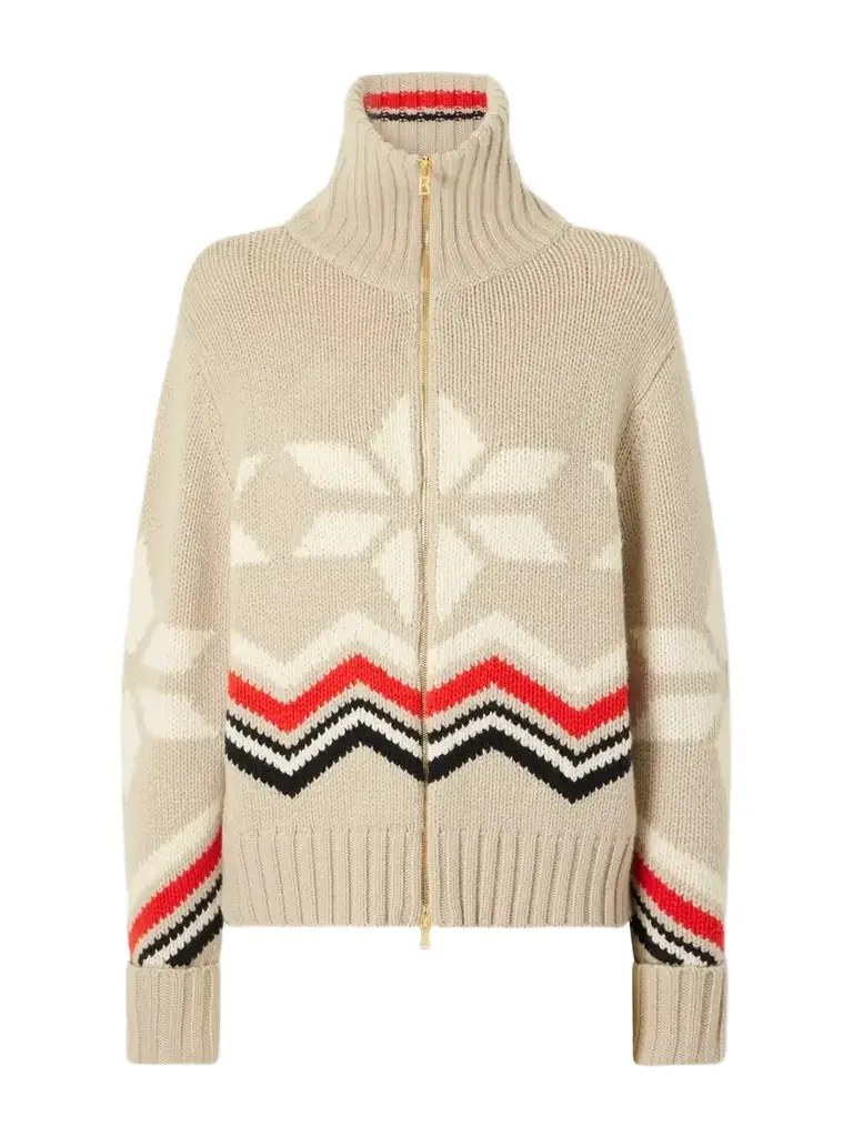 Bogner Frances Intarsia-knit Cashmere Zip-up Sweater
