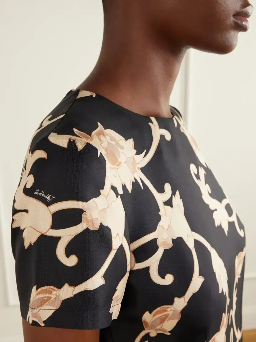 La DoubleJ Swing Floral-print Feather-trimmed Silk-satin Maxi Dress | Thumbnail 4 La DoubleJ Swing Floral-print Feather-trimmed Silk-satin Maxi Dress | Thumbnail 4