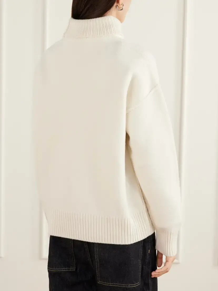 AMI PARIS Oversized Logo-intarsia Wool Turtleneck Sweater | Thumbnail 4