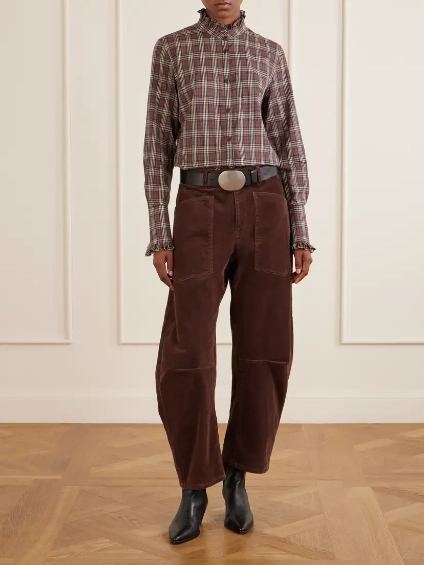Nili Lotan Elio Ruffle-trimmed Checked Cotton Shirt | Thumbnail 2 Nili Lotan Elio Ruffle-trimmed Checked Cotton Shirt | Thumbnail 2