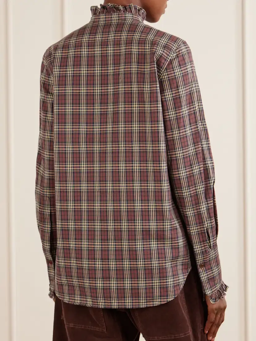 Nili Lotan Elio Ruffle-trimmed Checked Cotton Shirt | Thumbnail 4 Nili Lotan Elio Ruffle-trimmed Checked Cotton Shirt | Thumbnail 4