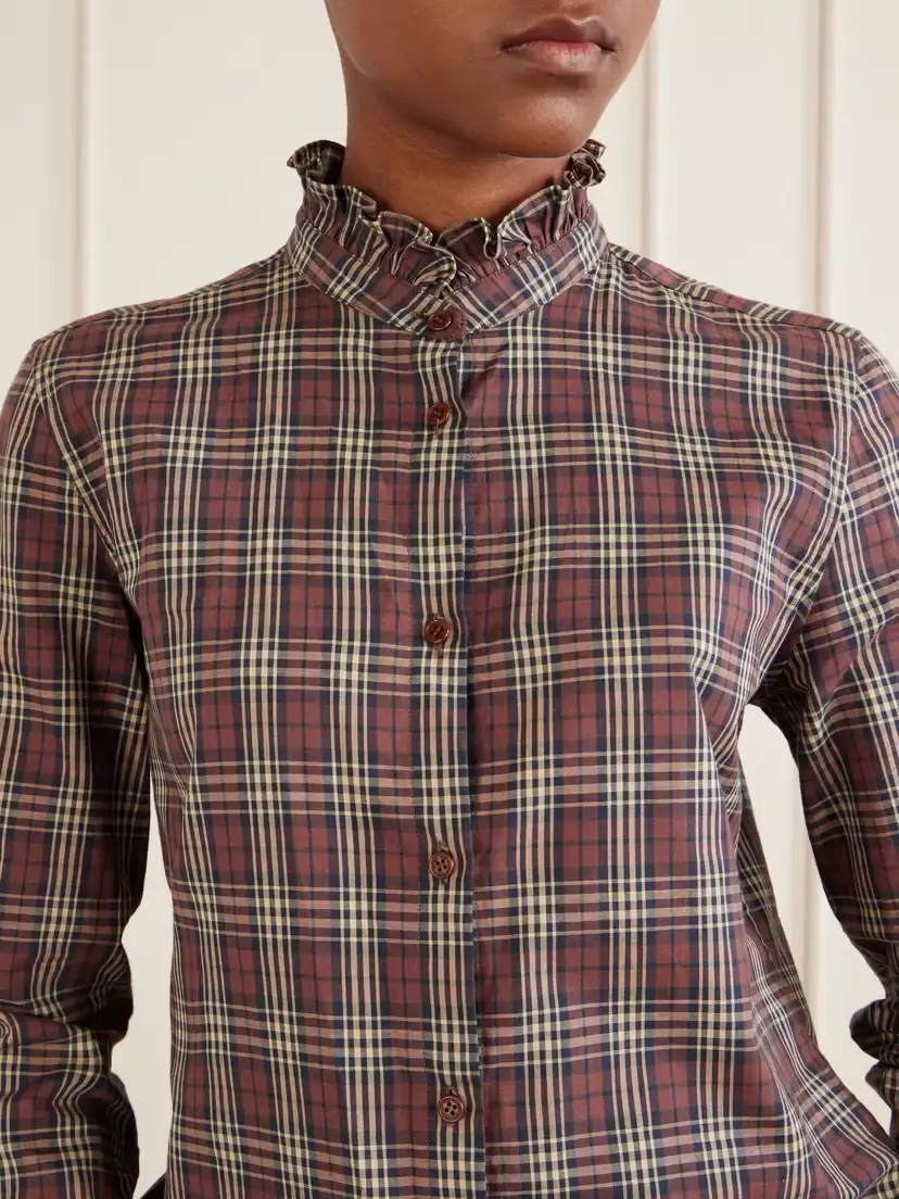 Nili Lotan Elio Ruffle-trimmed Checked Cotton Shirt | Thumbnail 5 Nili Lotan Elio Ruffle-trimmed Checked Cotton Shirt | Thumbnail 5