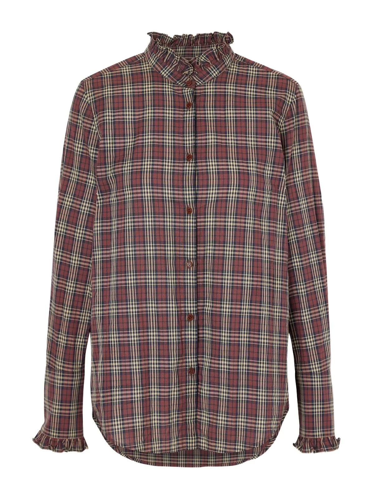 Nili Lotan Elio Ruffle-trimmed Checked Cotton Shirt