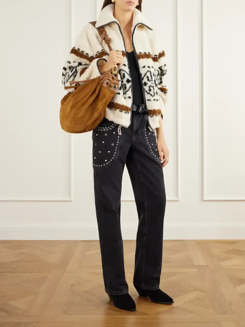 Marant Étoile Lijka Intarsia-knit Rib-trimmed Fleece Jacket | Thumbnail 2 Marant Étoile Lijka Intarsia-knit Rib-trimmed Fleece Jacket | Thumbnail 2