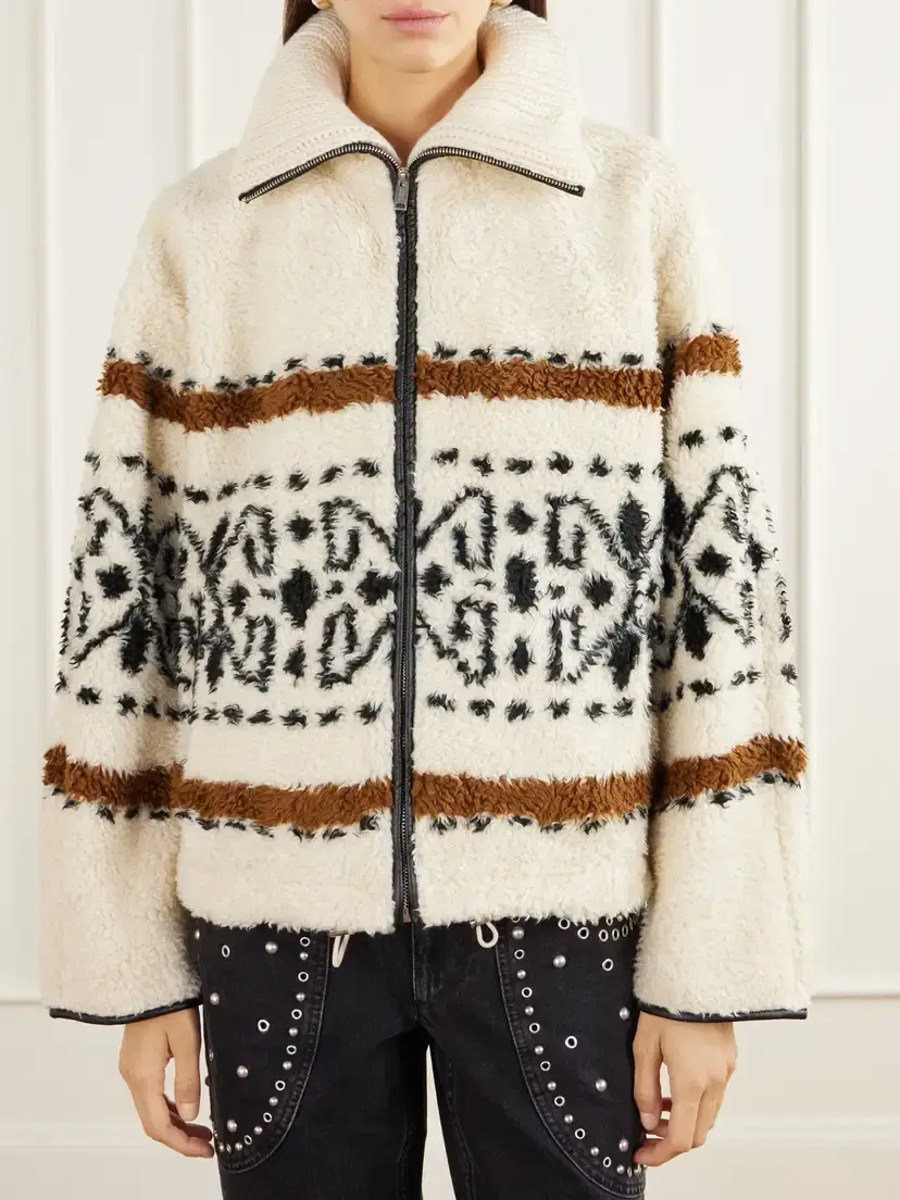 Marant Étoile Lijka Intarsia-knit Rib-trimmed Fleece Jacket | Thumbnail 3 Marant Étoile Lijka Intarsia-knit Rib-trimmed Fleece Jacket | Thumbnail 3