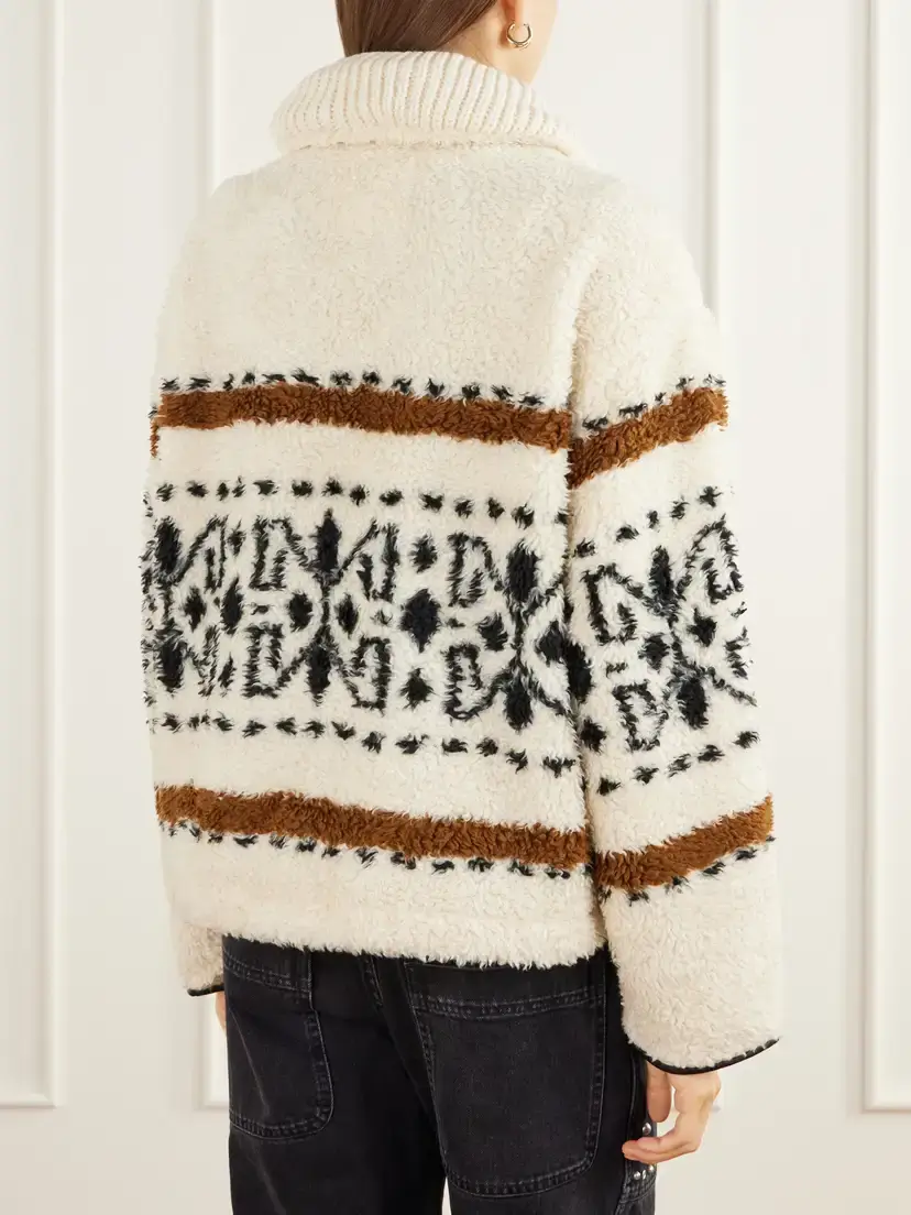 Marant Étoile Lijka Intarsia-knit Rib-trimmed Fleece Jacket | Thumbnail 4 Marant Étoile Lijka Intarsia-knit Rib-trimmed Fleece Jacket | Thumbnail 4