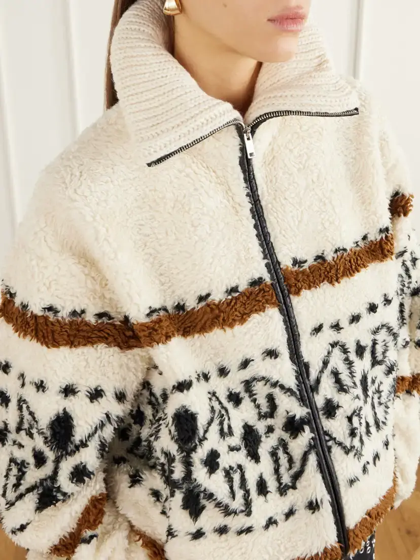 Marant Étoile Lijka Intarsia-knit Rib-trimmed Fleece Jacket | Thumbnail 5 Marant Étoile Lijka Intarsia-knit Rib-trimmed Fleece Jacket | Thumbnail 5