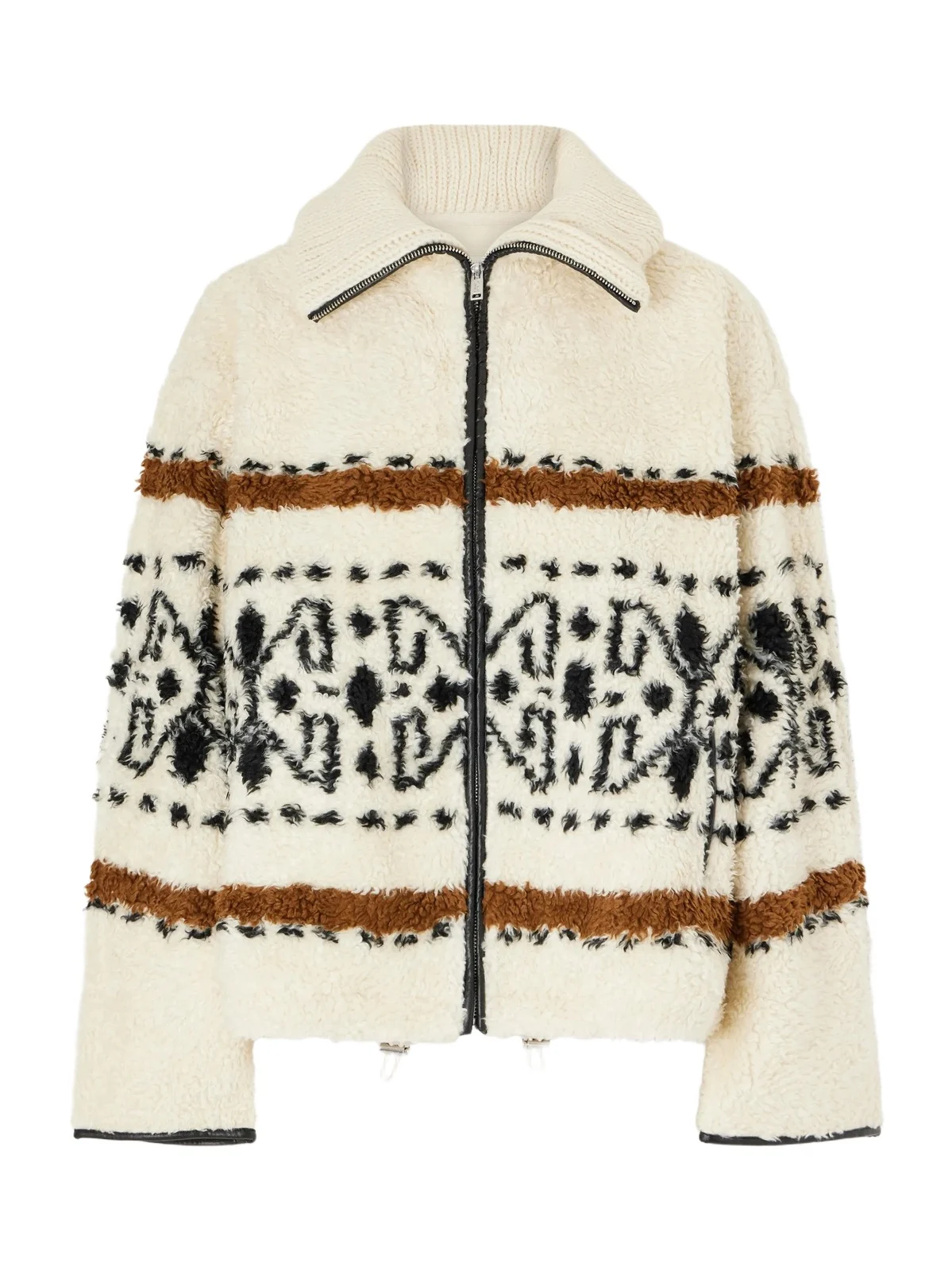 Lijka Intarsia-knit Rib-trimmed Fleece Jacket Lijka Intarsia-knit Rib-trimmed Fleece Jacket