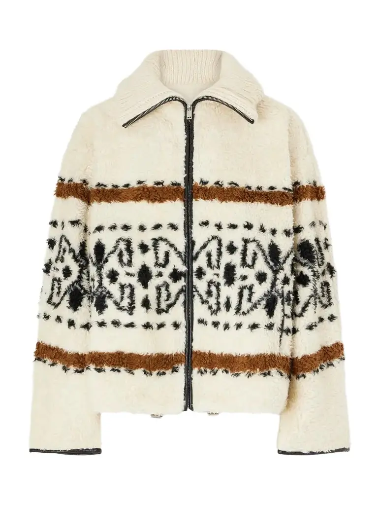 Marant Étoile Lijka Intarsia-knit Rib-trimmed Fleece Jacket