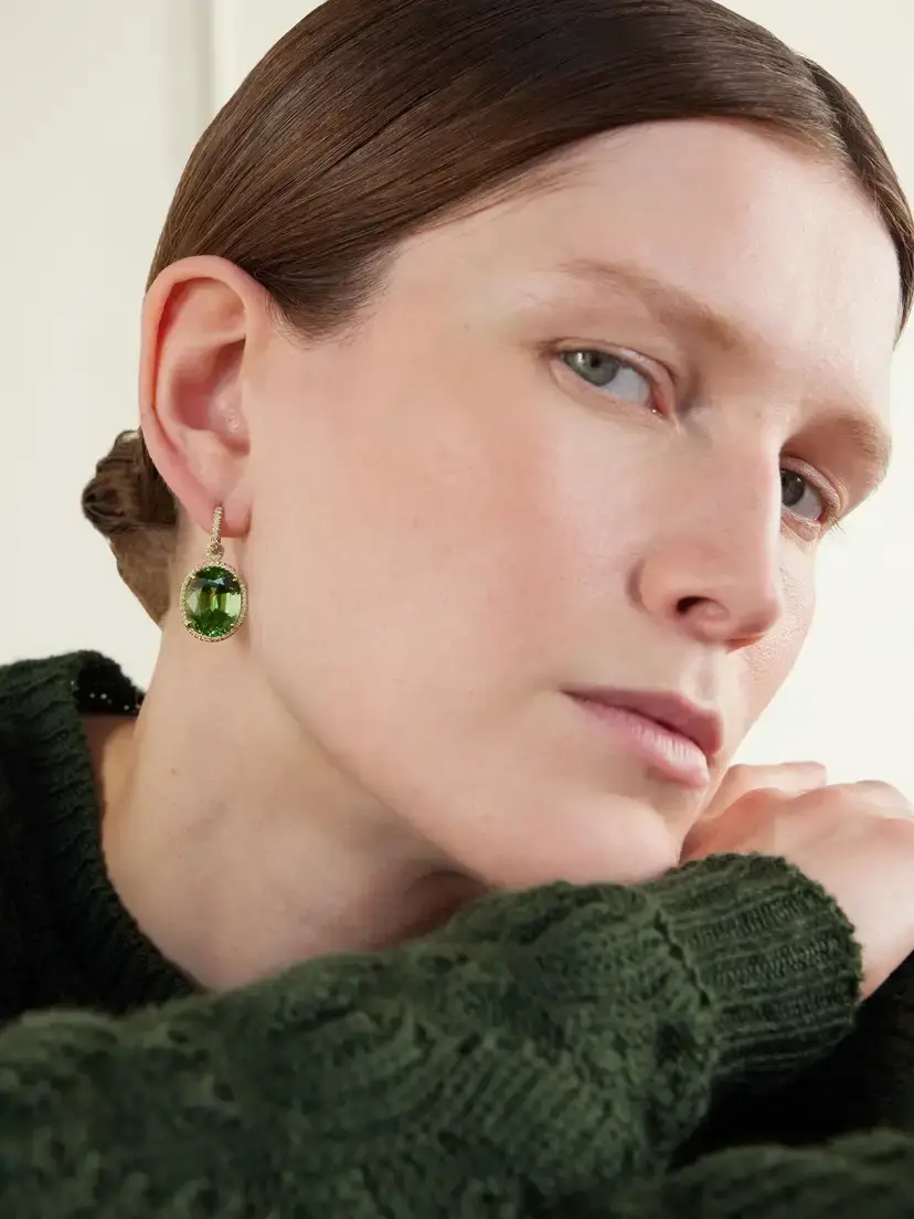 Irene Neuwirth Gemmy Gem 18-karat Gold Diamond And Tourmaline Earrings - Green | Thumbnail 2