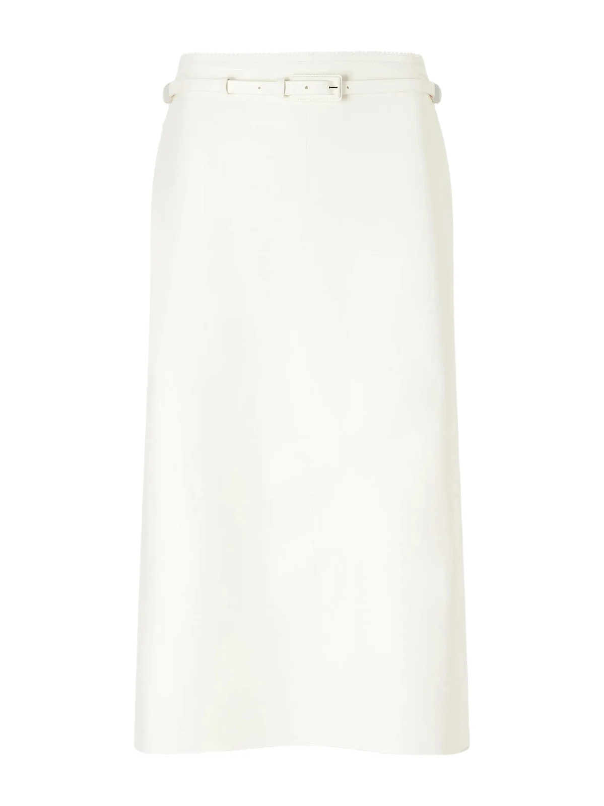 Belted Leather Midi Skirt
