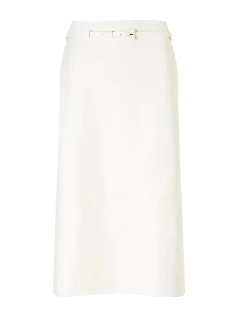 Belted Leather Midi Skirt