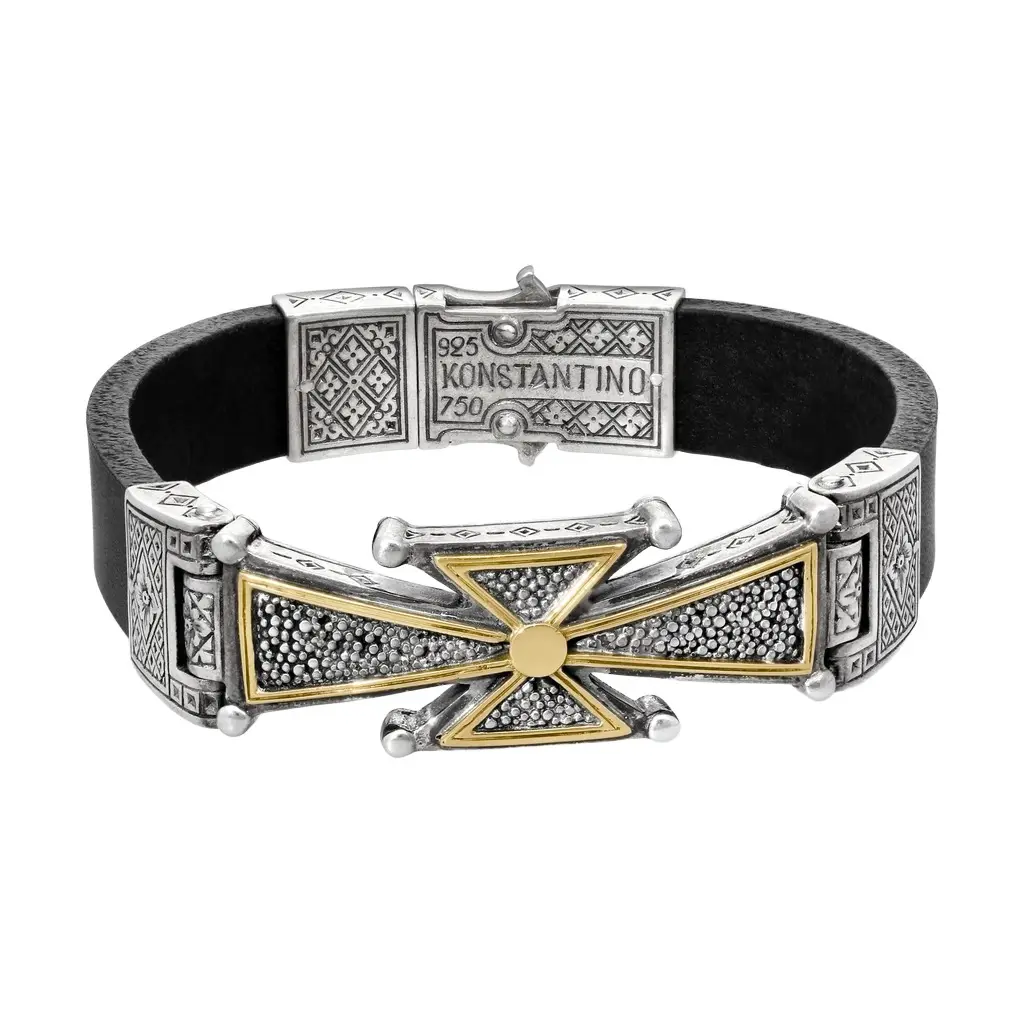 Konstantino Stavros Silver & Leather Bracelet by The Solist Konstantino Stavros Silver & Leather Bracelet by The Solist