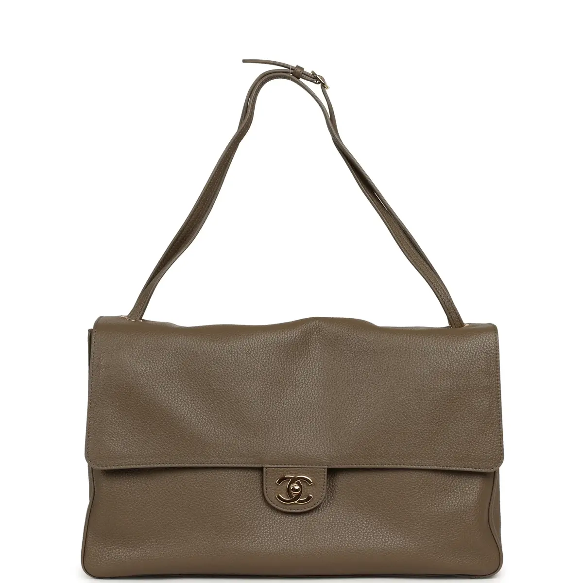 Chanel Chanel Maxi "Souplissimo" Large Flap Bag Dark Khaki Grained Calfskin Gold Hardware | Thumbnail 7