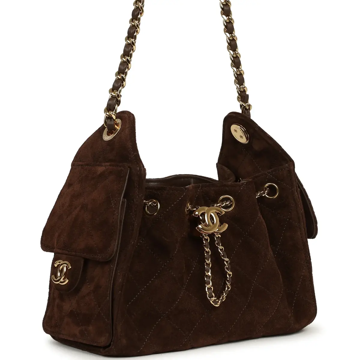 Chanel Chanel Mini 25 Hobo Bag Dark Brown Suede Gold Hardware | Thumbnail 2