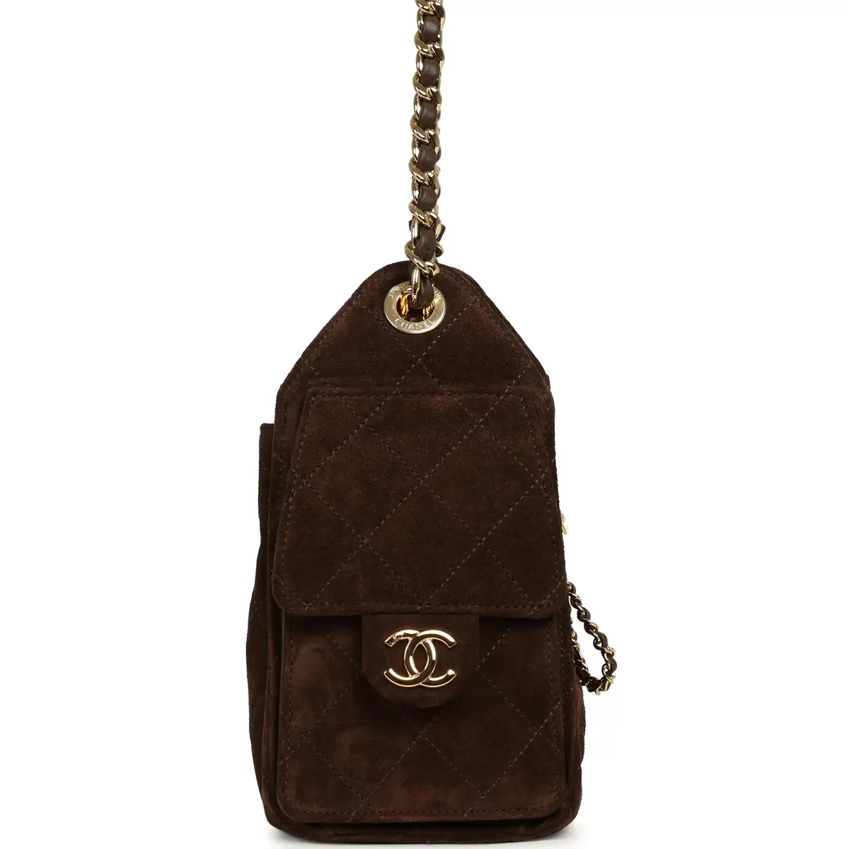 Chanel Chanel Mini 25 Hobo Bag Dark Brown Suede Gold Hardware | Thumbnail 3