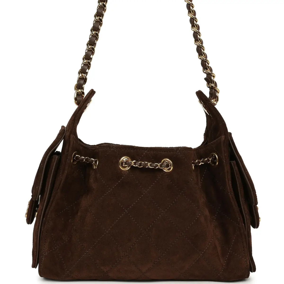 Chanel Chanel Mini 25 Hobo Bag Dark Brown Suede Gold Hardware | Thumbnail 4