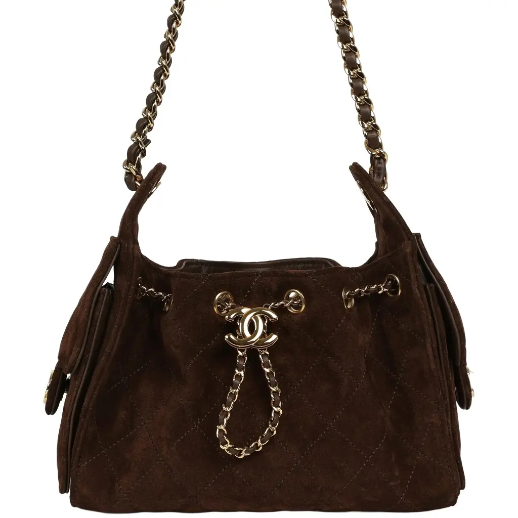 Chanel Chanel Mini 25 Hobo Bag Dark Brown Suede Gold Hardware
