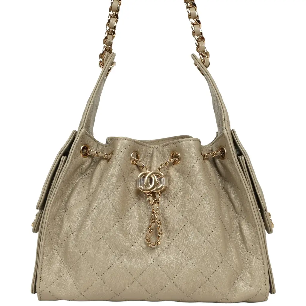 Chanel Chanel Small 25 Hobo Bag Beige Caviar Gold Hardware