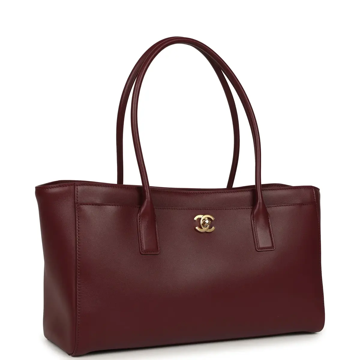 Chanel Chanel Small Cerf Shopping Bag Burgundy Calfskin Gold Hardware | Thumbnail 2