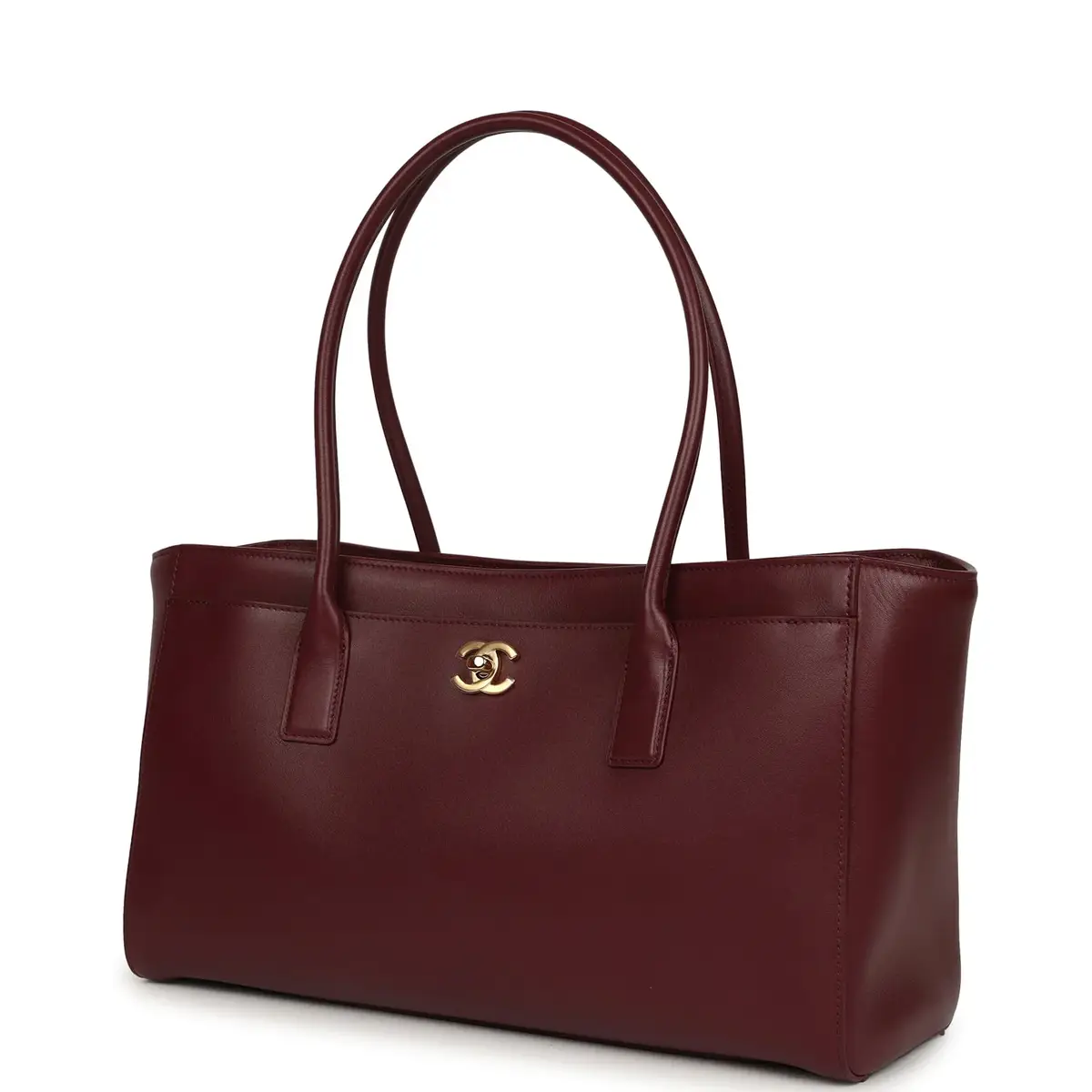 Chanel Chanel Small Cerf Shopping Bag Burgundy Calfskin Gold Hardware | Thumbnail 5