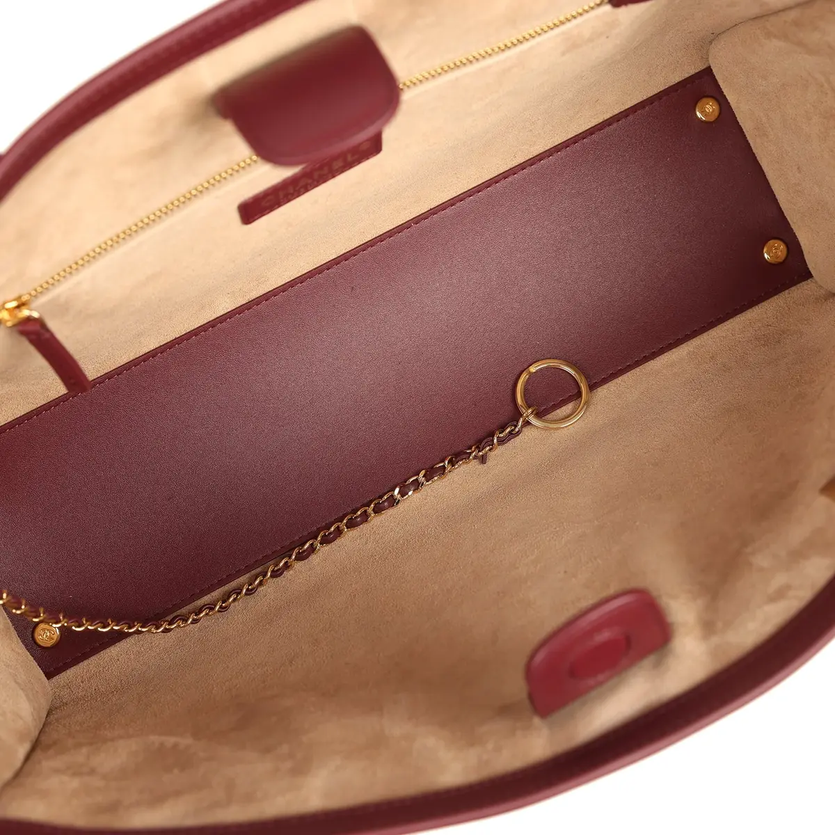 Chanel Chanel Small Cerf Shopping Bag Burgundy Calfskin Gold Hardware | Thumbnail 7