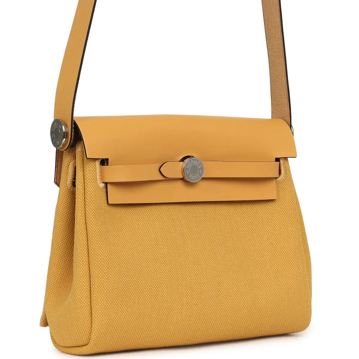 HERMÈS Hermes Herbag Zip 20 Mini Paille Toile Militaire Canvas, Vache Hunter Palladium Hardware | Thumbnail 2