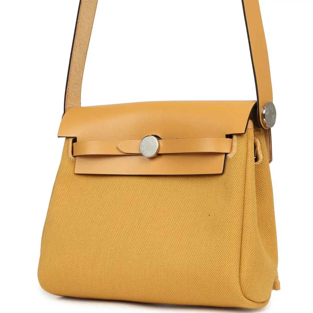 HERMÈS Hermes Herbag Zip 20 Mini Paille Toile Militaire Canvas, Vache Hunter Palladium Hardware | Thumbnail 5