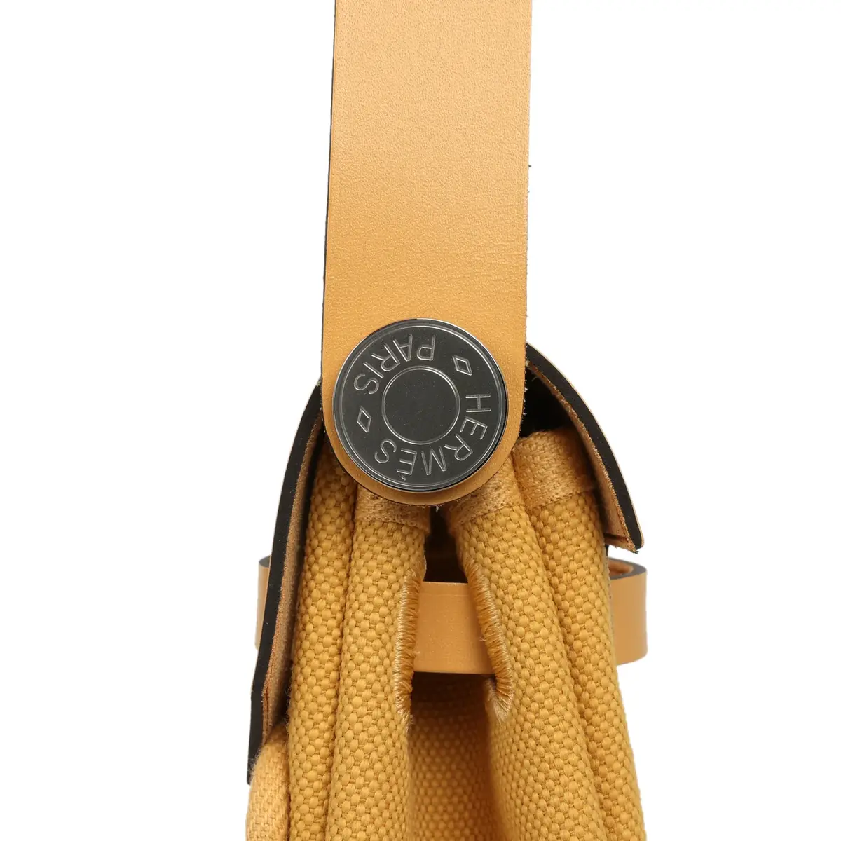 HERMÈS Hermes Herbag Zip 20 Mini Paille Toile Militaire Canvas, Vache Hunter Palladium Hardware | Thumbnail 6