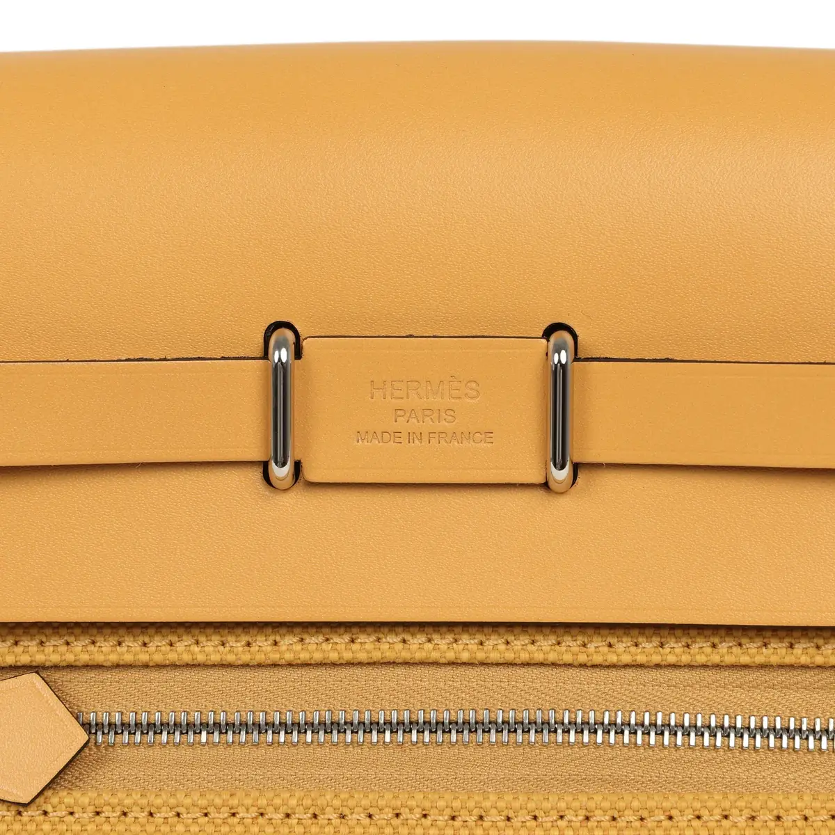 HERMÈS Hermes Herbag Zip 20 Mini Paille Toile Militaire Canvas, Vache Hunter Palladium Hardware | Thumbnail 8
