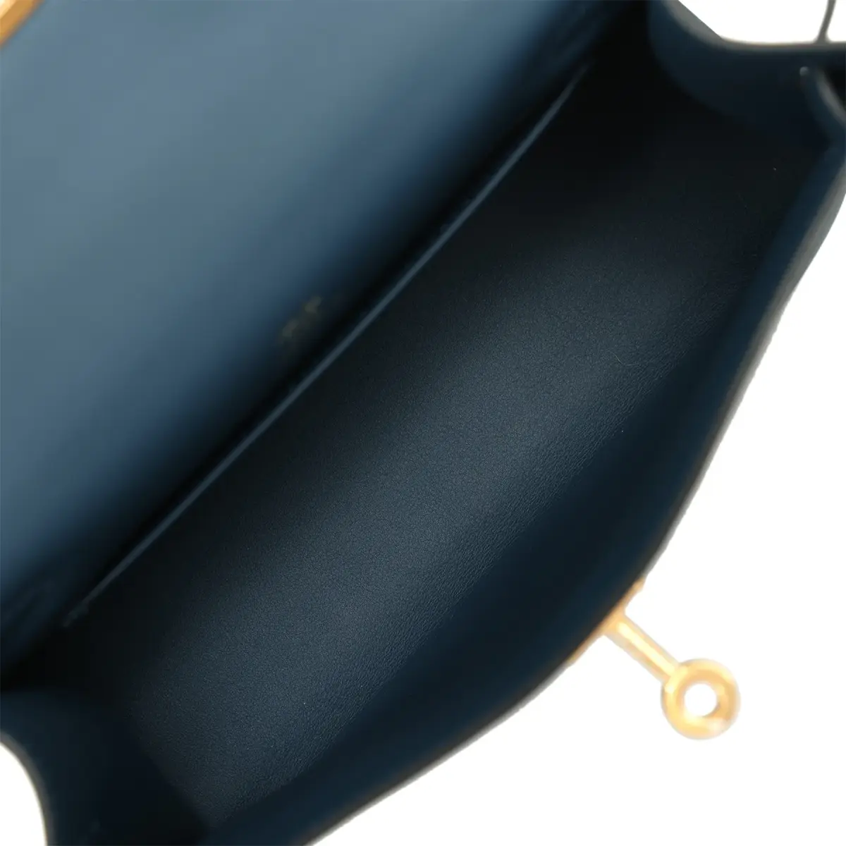 HERMÈS Hermes Kelly Pochette Bleu de Prusse Swift Gold Hardware | Thumbnail 8 HERMÈS Hermes Kelly Pochette Bleu de Prusse Swift Gold Hardware | Thumbnail 8