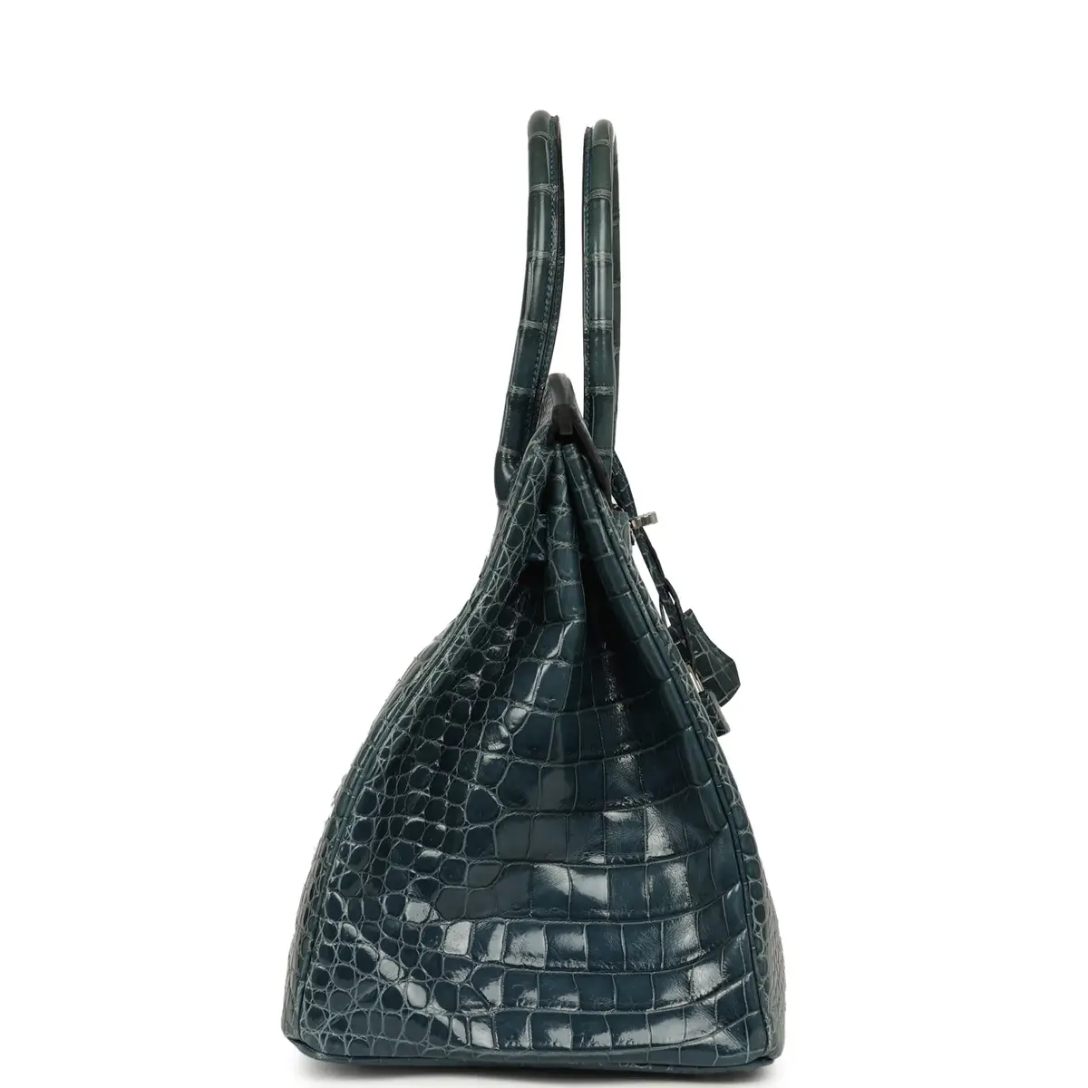 HERMÈS Pre-owned Hermes Birkin 35 Bleu Tempete Shiny Porosus Crocodile Palladium Hardware | Thumbnail 3 HERMÈS Pre-owned Hermes Birkin 35 Bleu Tempete Shiny Porosus Crocodile Palladium Hardware | Thumbnail 3