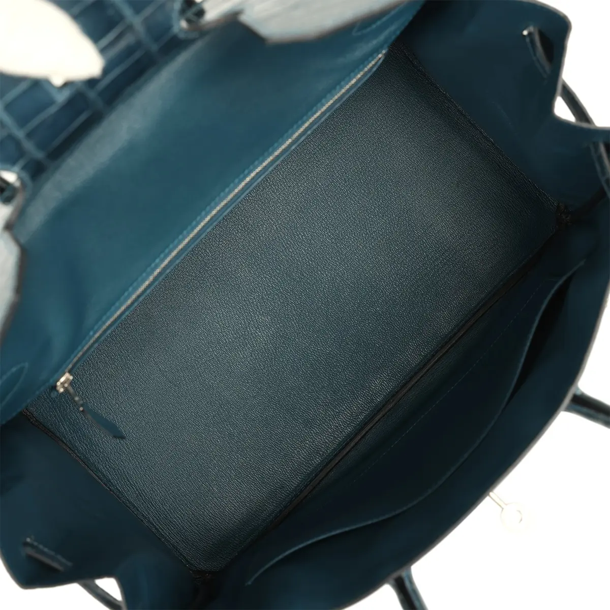 HERMÈS Pre-owned Hermes Birkin 35 Bleu Tempete Shiny Porosus Crocodile Palladium Hardware | Thumbnail 9 HERMÈS Pre-owned Hermes Birkin 35 Bleu Tempete Shiny Porosus Crocodile Palladium Hardware | Thumbnail 9