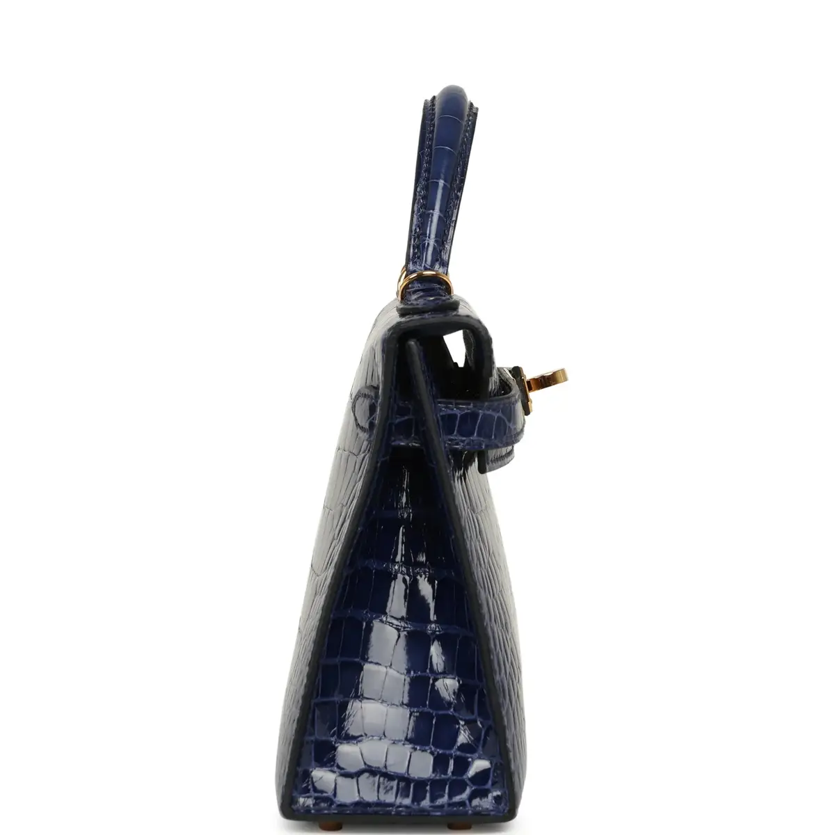 HERMÈS Pre-owned Hermes Kelly Sellier 20 Bleu Saphir Shiny Alligator Gold Hardware | Thumbnail 3