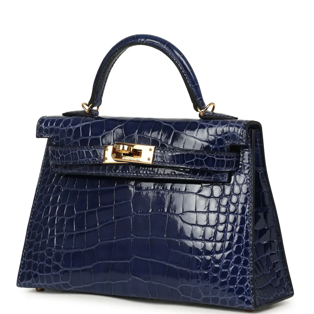 HERMÈS Pre-owned Hermes Kelly Sellier 20 Bleu Saphir Shiny Alligator Gold Hardware | Thumbnail 5