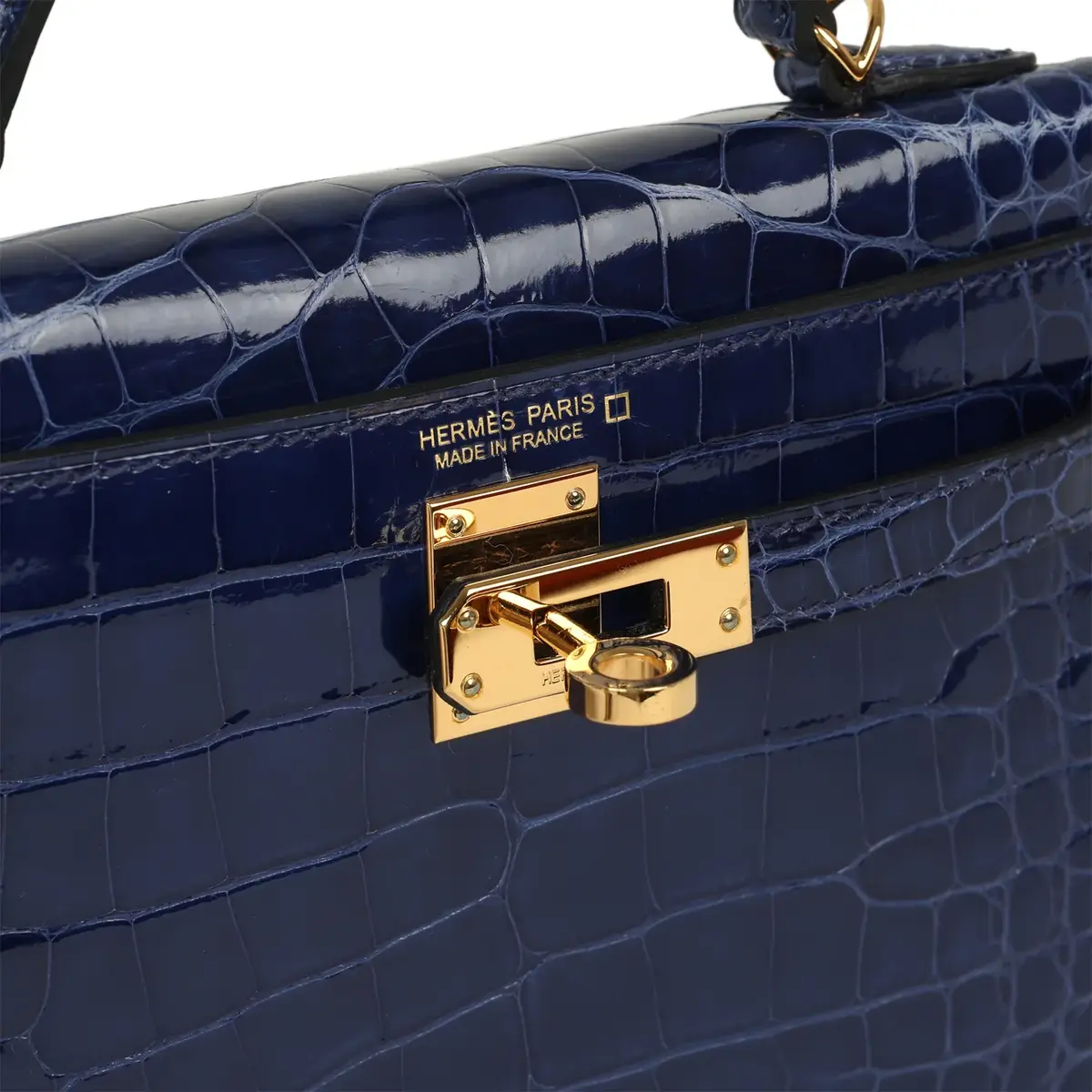 HERMÈS Pre-owned Hermes Kelly Sellier 20 Bleu Saphir Shiny Alligator Gold Hardware | Thumbnail 7