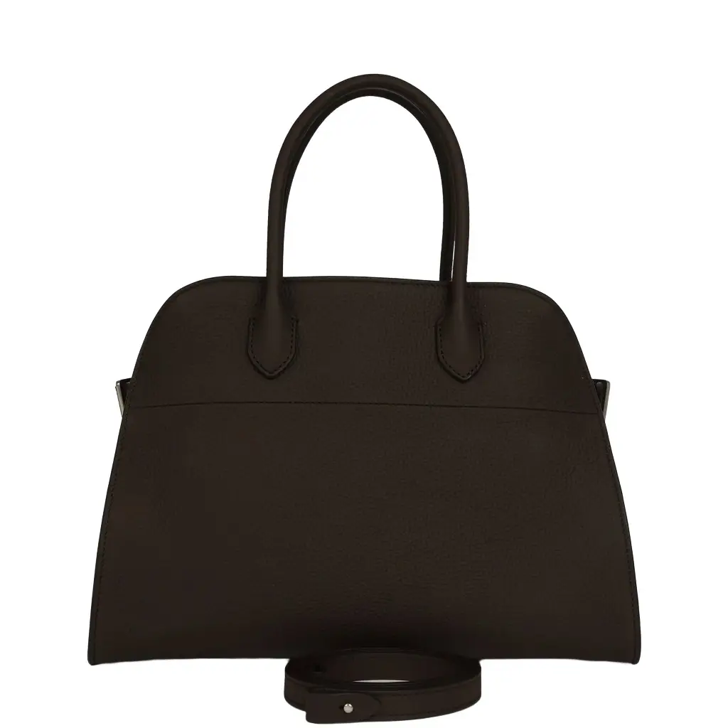 The Row The Row Soft Margaux 12 Bag Deep Brown Calfskin Silver Hardware