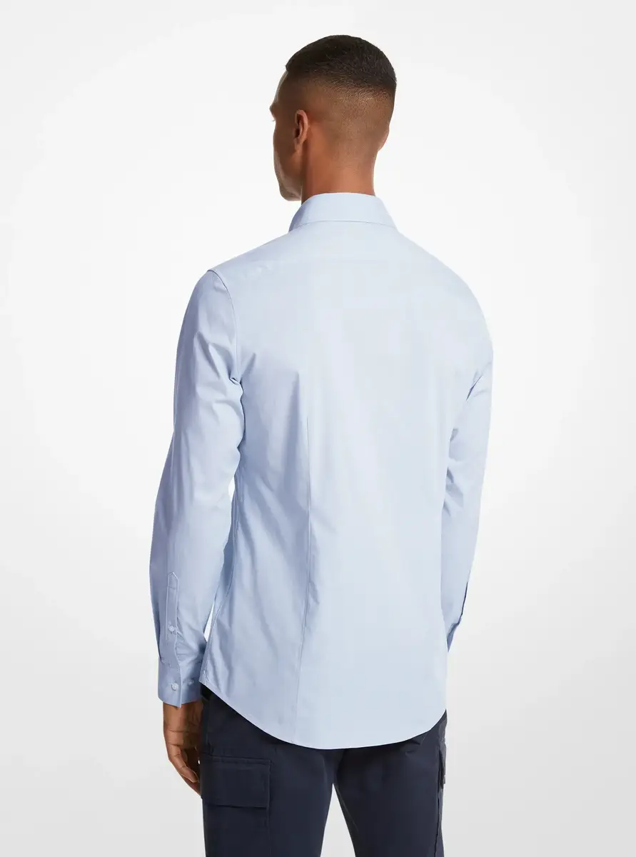 Michael Kors Collection Slim-Fit Stretch-Cotton Shirt in Blue | Thumbnail 2