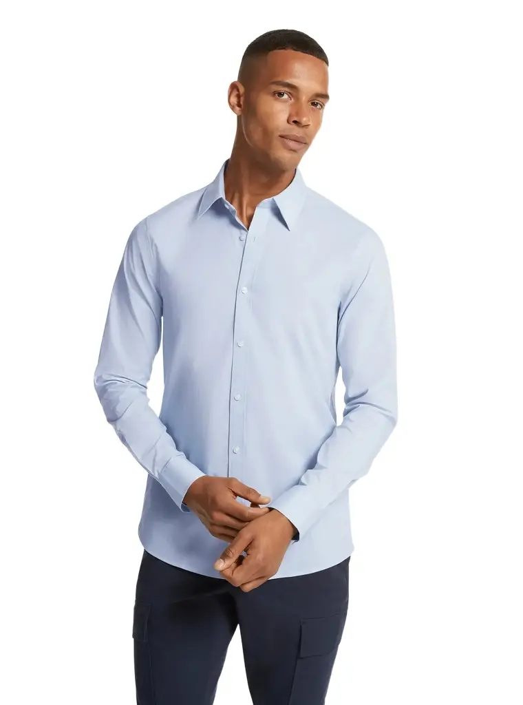 Michael Kors Collection Slim-Fit Stretch-Cotton Shirt in Blue