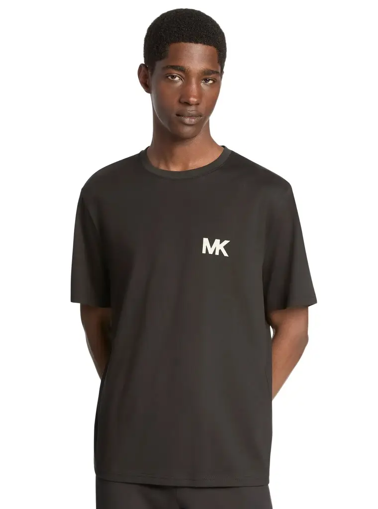 Michael Kors Collection Logo Appliqué Cotton T-Shirt in Black