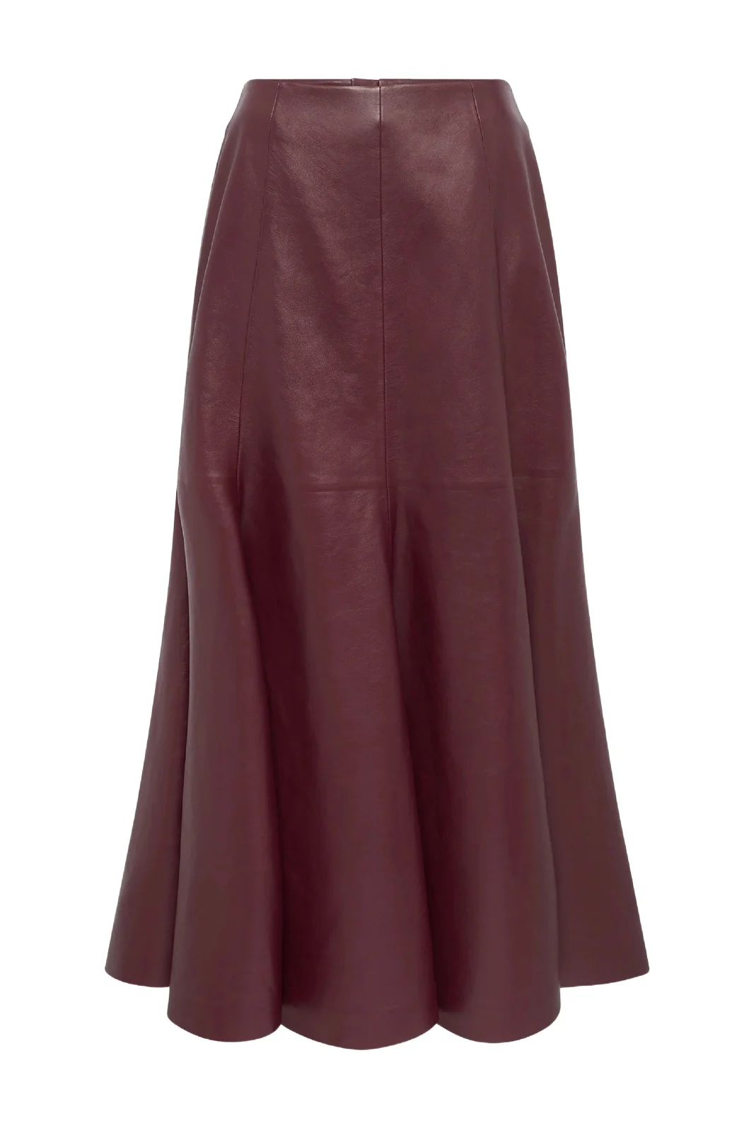 Gabriela Hearst Amy Skirt in Bordeaux Soft Leather