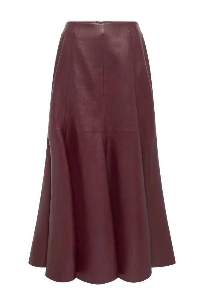 Amy Skirt in Bordeaux Soft Leather Amy Skirt in Bordeaux Soft Leather