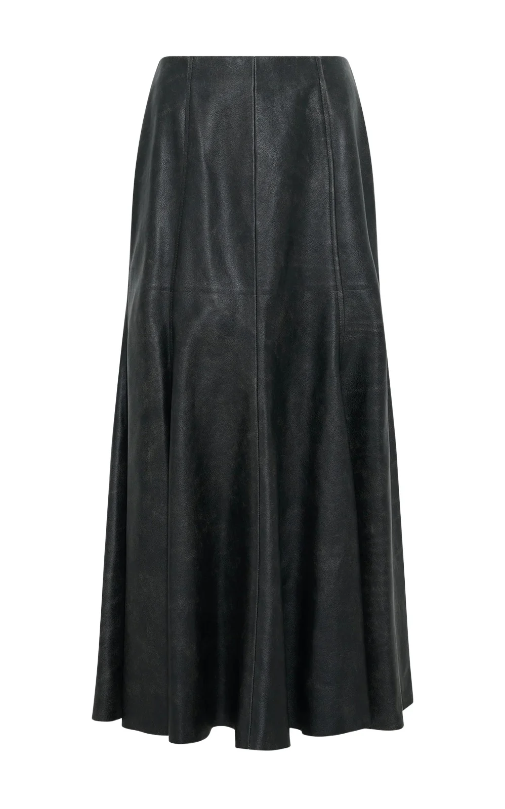 Gabriela Hearst Amy Skirt in Black Soft Leather